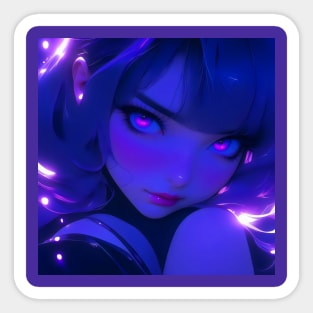 Cute anime girl in purple aesthetic Sticker